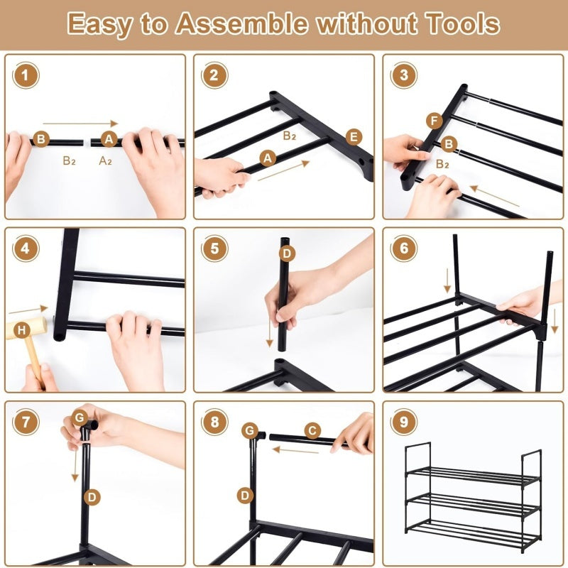 Shoe Rack 3 Tier Extendable Storage Organiser Room Hallway Tidy Space Saver UK