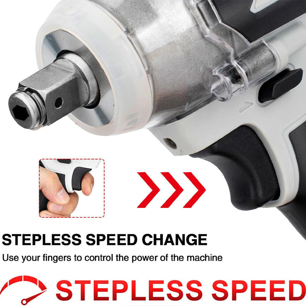 10 00Nm 1-2in Cordless Electric Impact Wrench Drill Gun Ratchet Driver Battery