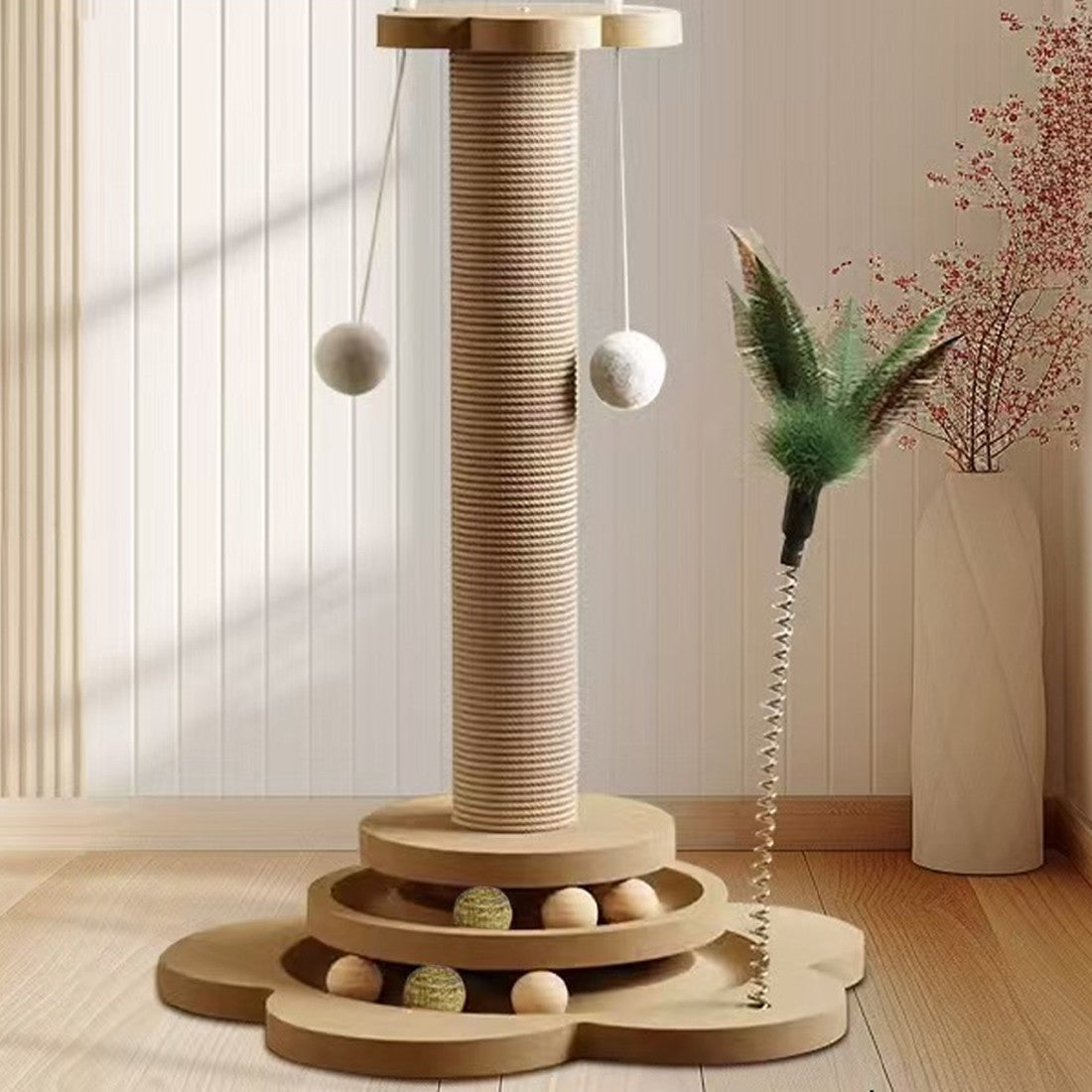 NEW Large Cat Tree Scratching Post Pet Climbing Tower 46X24CM With Column Turntable