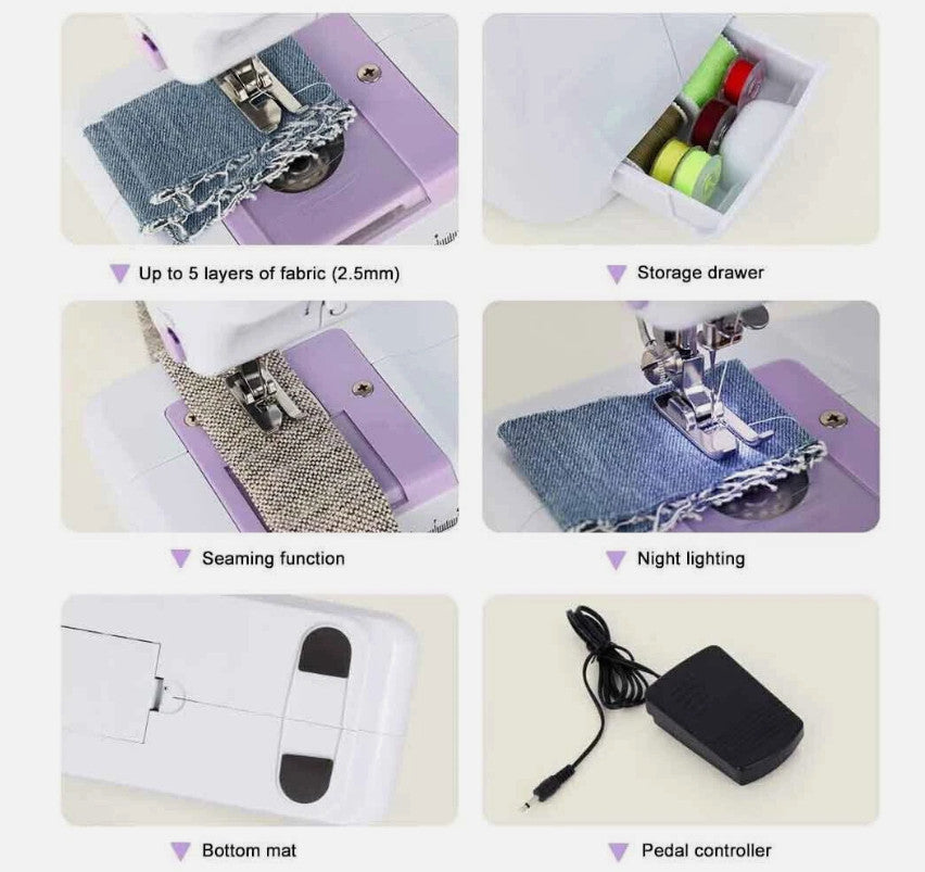 Portable Sewing Machine With 12 Multifunctional For Beginner Kids Family