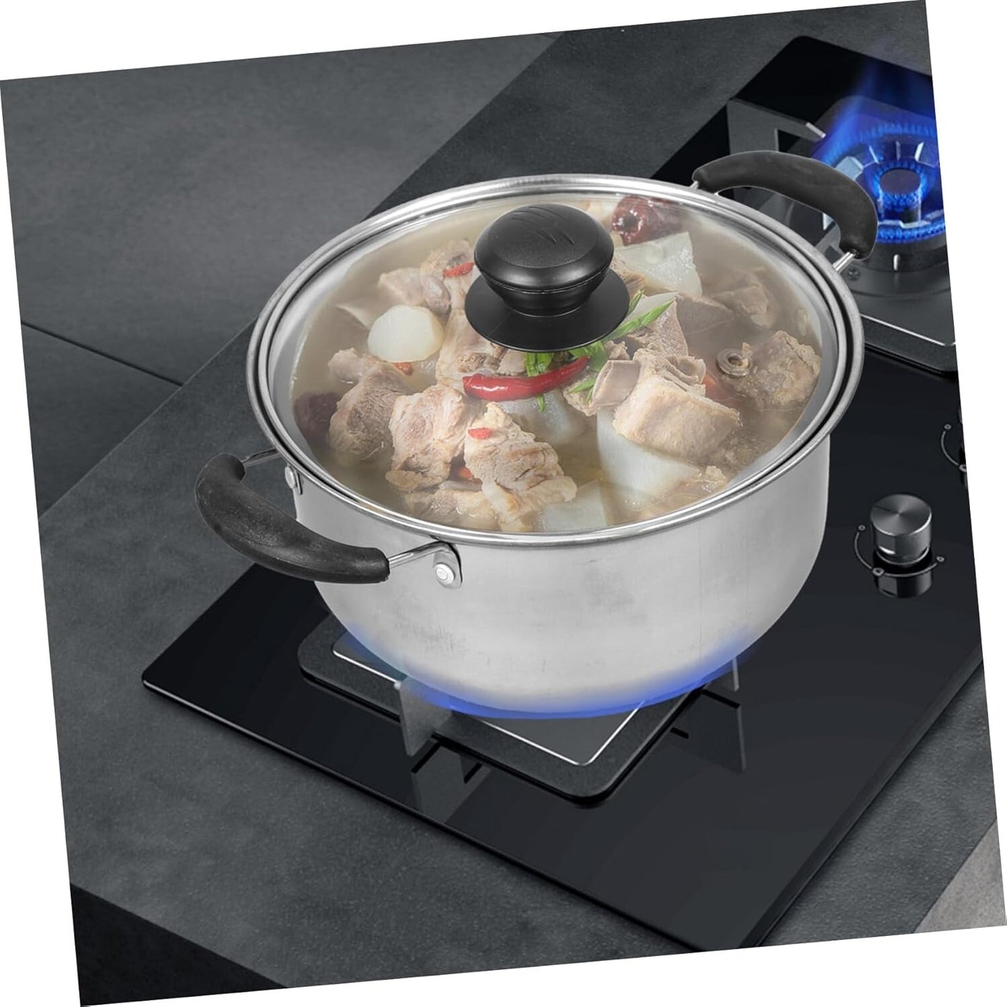 5PCS Induction Non Stick Stainless Steel Healthy Cookware Cooking Pot Stockpot