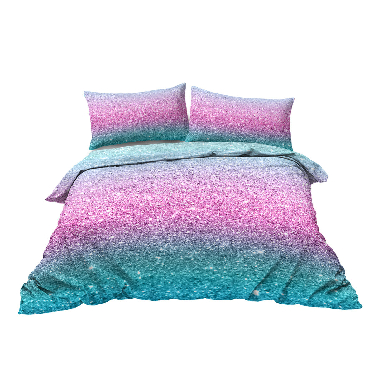 Girly Duvet Cover Rainbow Glitter Ombre Bedding Sets 3 Pcs Chic  Purple Blue Green Pastel Bed Spreads Sparkle Quilt Cover Set With 2 Pillow Shams