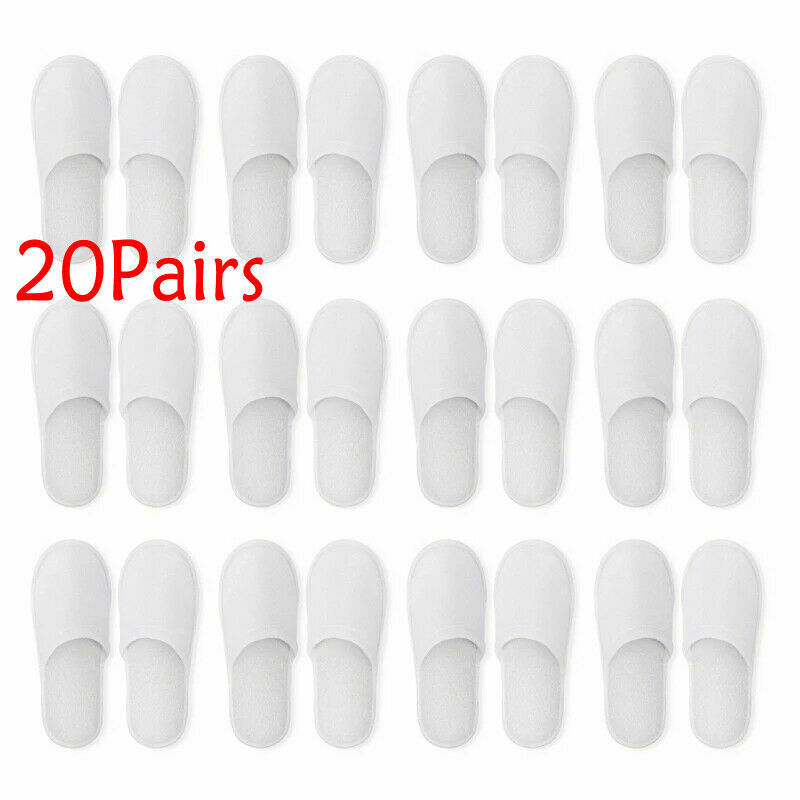 20 Pairs Spa Hotel Guest Slippers Toe Towelling Disposable Terry Style Lot