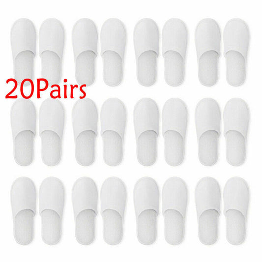 20 Pairs Spa Hotel Guest Slippers Toe Towelling Disposable Terry Style Lot