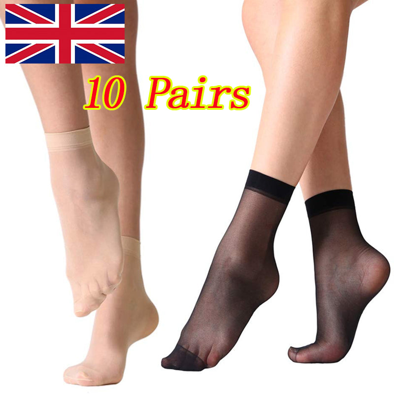 10 Pairs Ladies Ankle High Tights Socks Comfort Top Silky Smooth