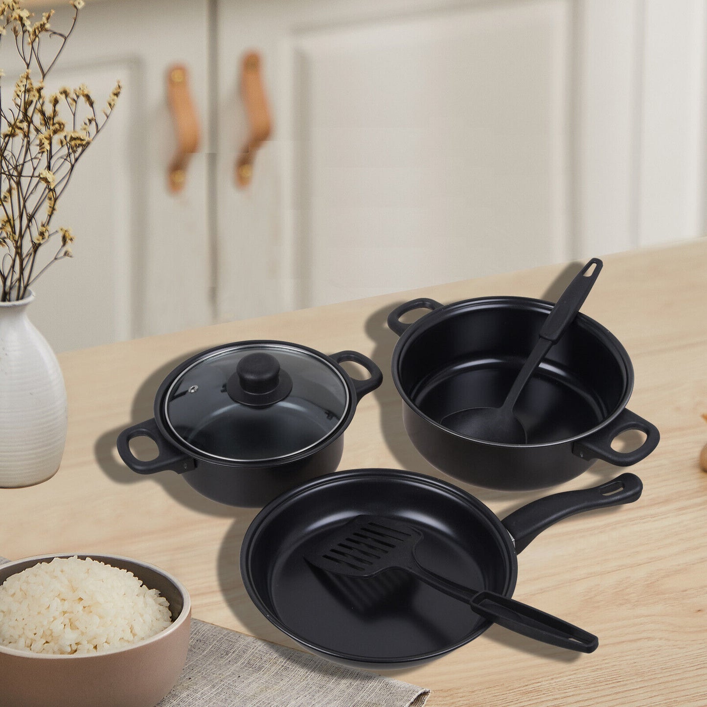 13pcs Cookware Set Pan Pot Non Stick Saucepans Frying Pan Cookware Set Glass Lid