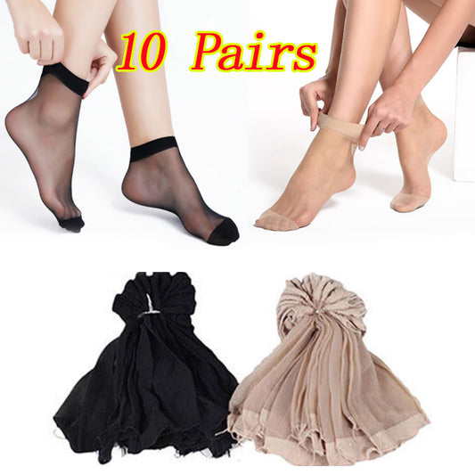 10 Pairs Ladies Ankle High Tights Socks Comfort Top Silky Smooth