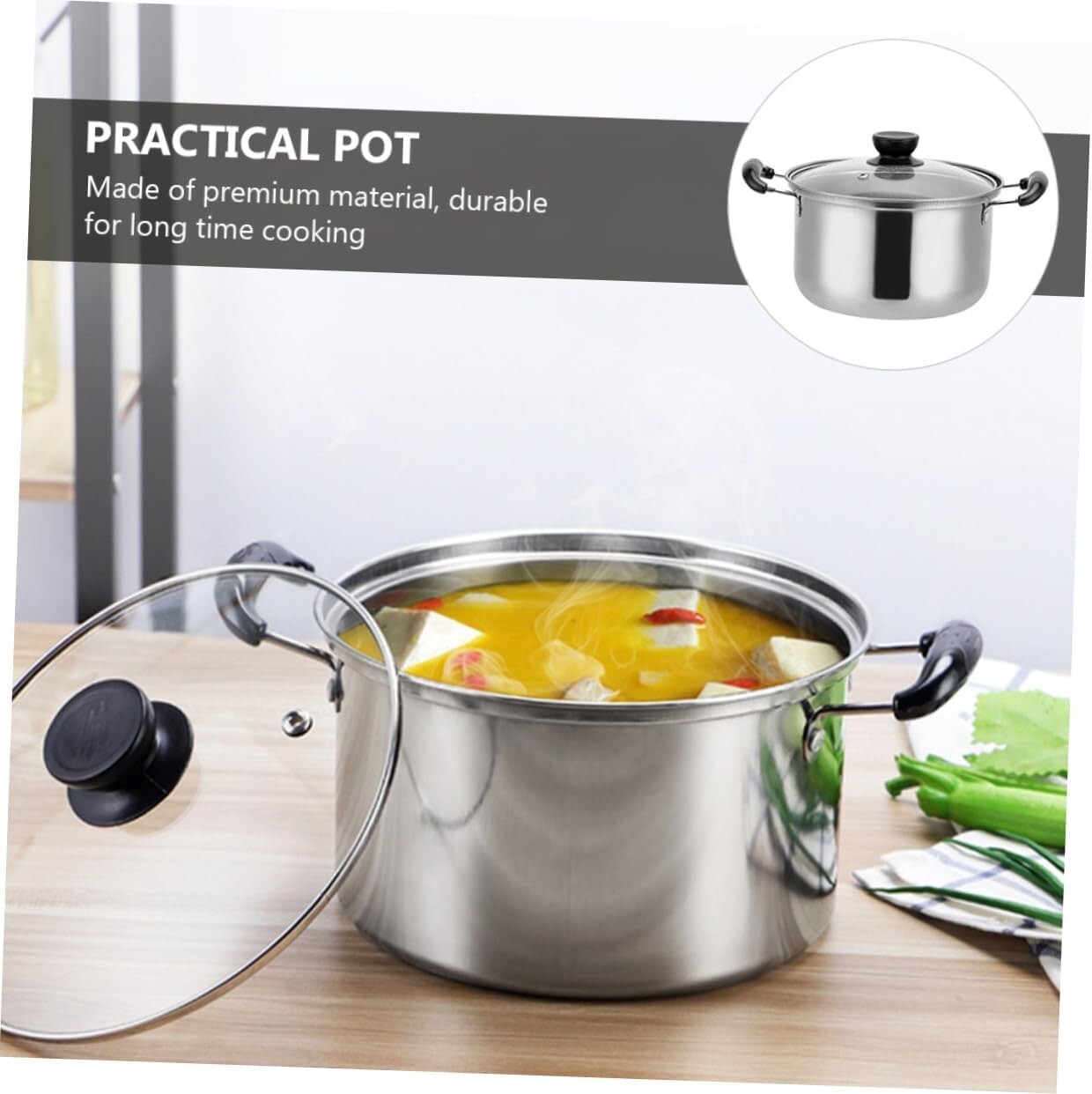 5PCS Induction Non Stick Stainless Steel Healthy Cookware Cooking Pot Stockpot