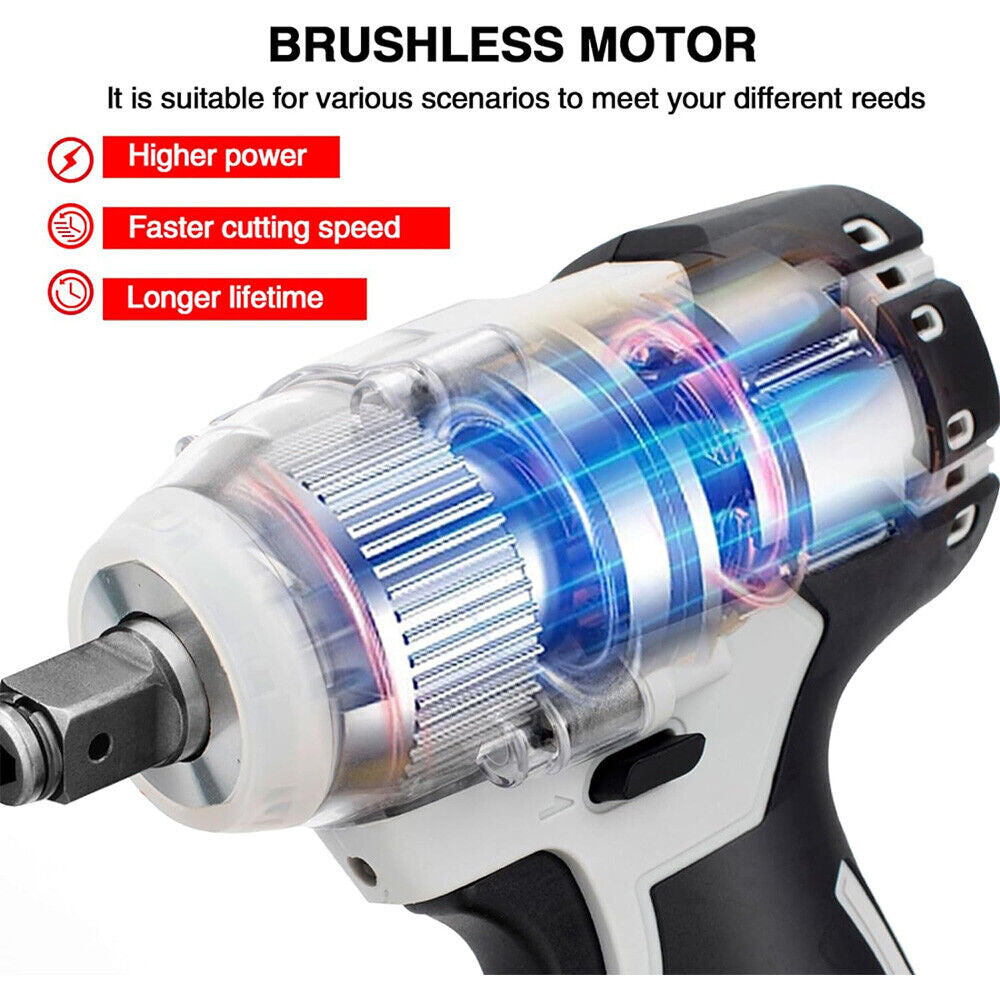 10 00Nm 1-2in  Cordless Electric Impact Wrench Drill Gun Ratchet Driver   Battery