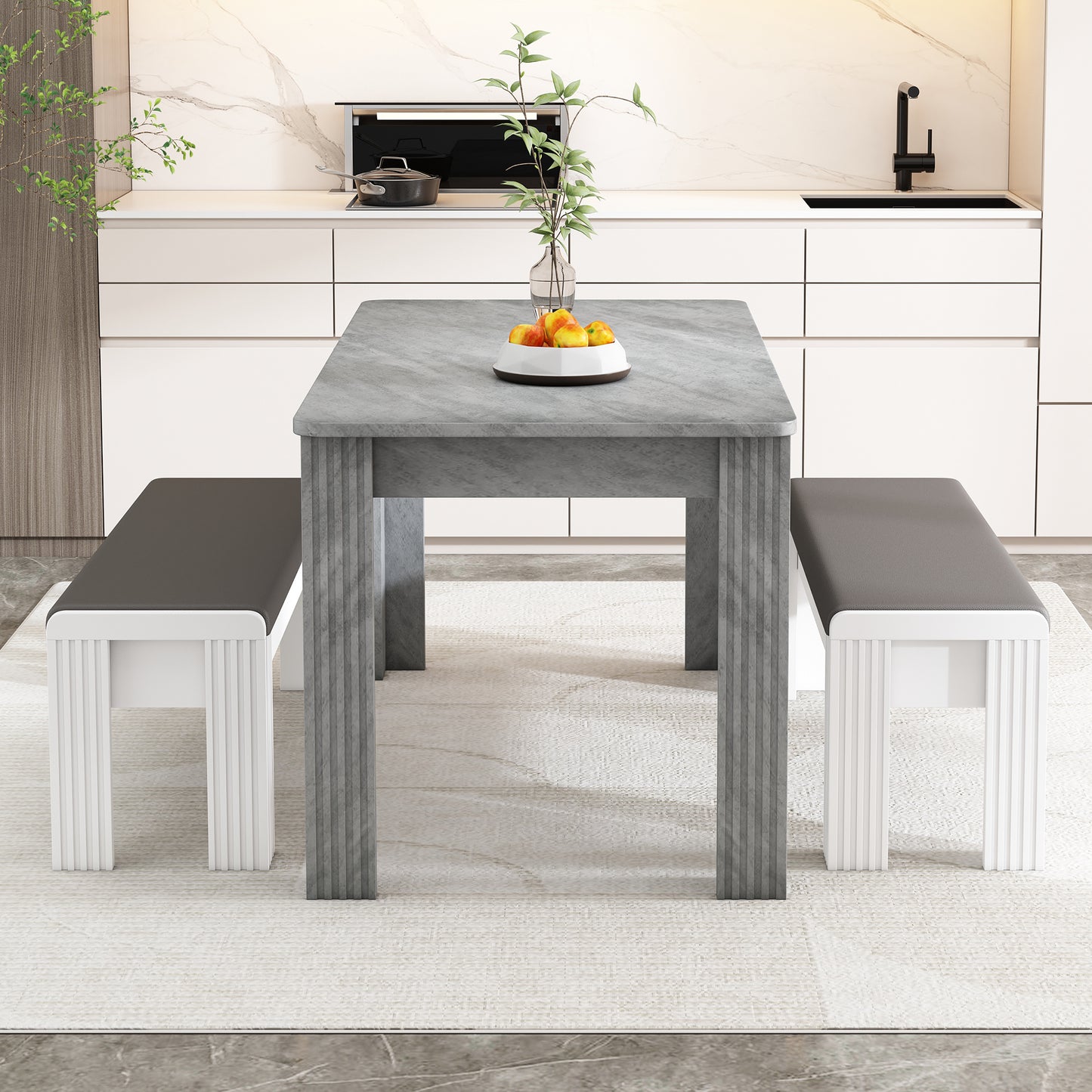 4 Seater Dining Room Table, MDF Wood Rectangle Modern Kitchen Dining,Room Furniture Unit, Small Kitchen Table,Coffee Table,Small Table For Home & Cafe, Grey