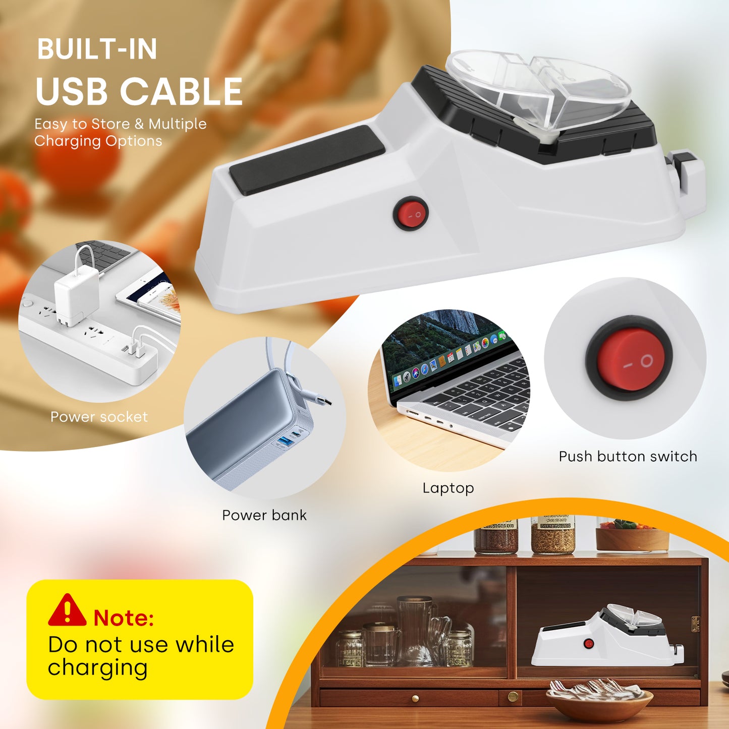 Professional Electric Knife Sharpener With USB, 4-in-1 Sharpening System, Fast Sharpening And Polishing, With Protective Cover, Suitable For Alloy Knives, Carbide Knives