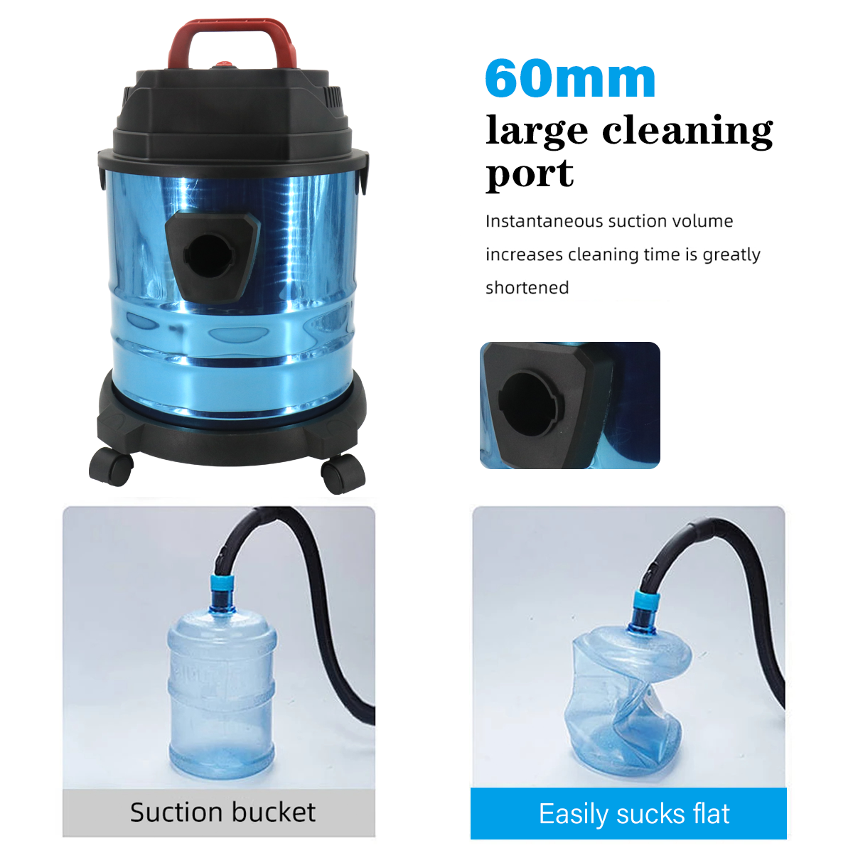19000Pa Vacuum Cleaner Wet And Dry 20L Cylinder Powerful Compact Blower Cleaner
