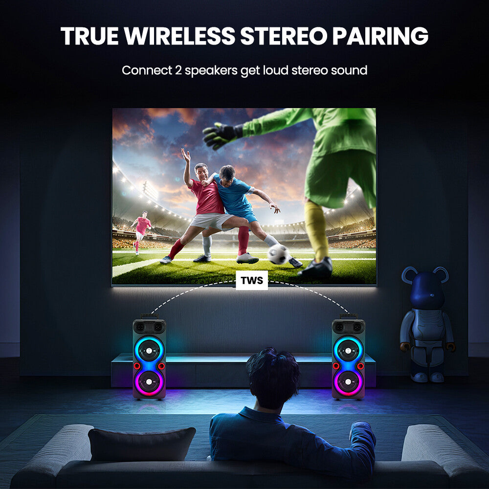 2000W Loud Bluetooth Speakers With Mic Portable Party Outdoor Wireless Subwoofer