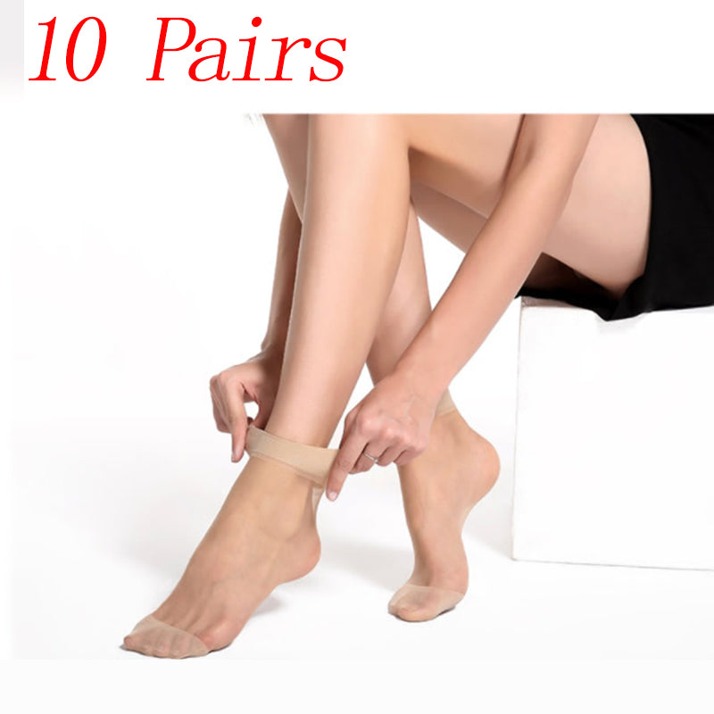 10 Pairs Ladies Ankle High Tights Socks Comfort Top Silky Smooth