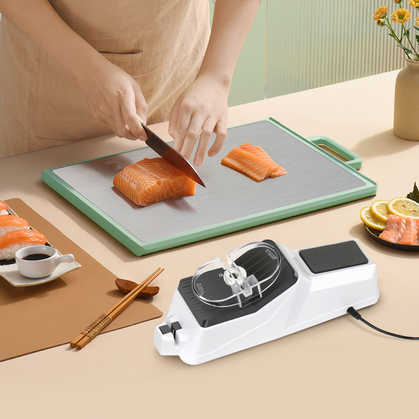 Professional Electric Knife Sharpener With USB, 4-in-1 Sharpening System, Fast Sharpening And Polishing, With Protective Cover, Suitable For Alloy Knives, Carbide Knives