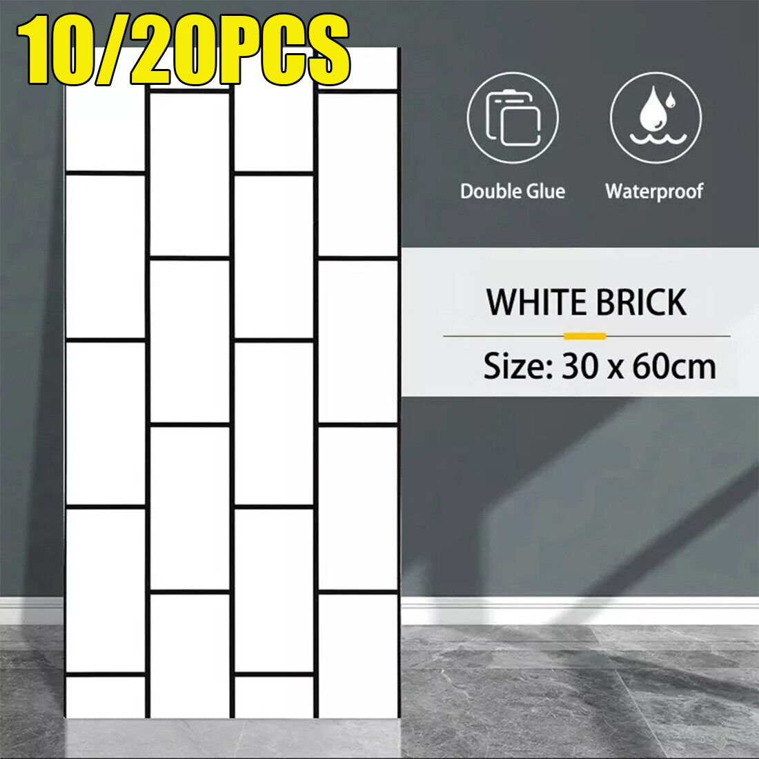 NEW 20 Marble Tiles Sticker Self-Adhesive Stick Kitchen Home Wall Bathroom Decor UK