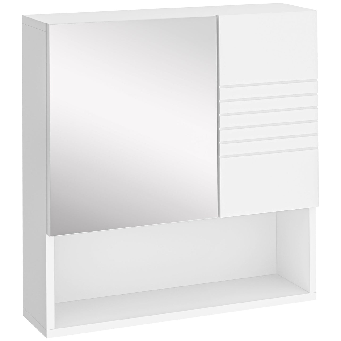 Kleankin Bathroom Mirror Cabinet Wall-Mounted Storage WDouble Door Adjustable Shelf - White