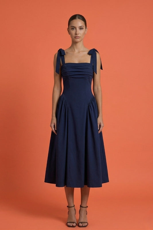 Women's Lose Fit Tie Shoulder Dress In A High Qaulity Strecth Bangaline Fabric Perfect Holiday Dress, Evening Dress Or Casual.