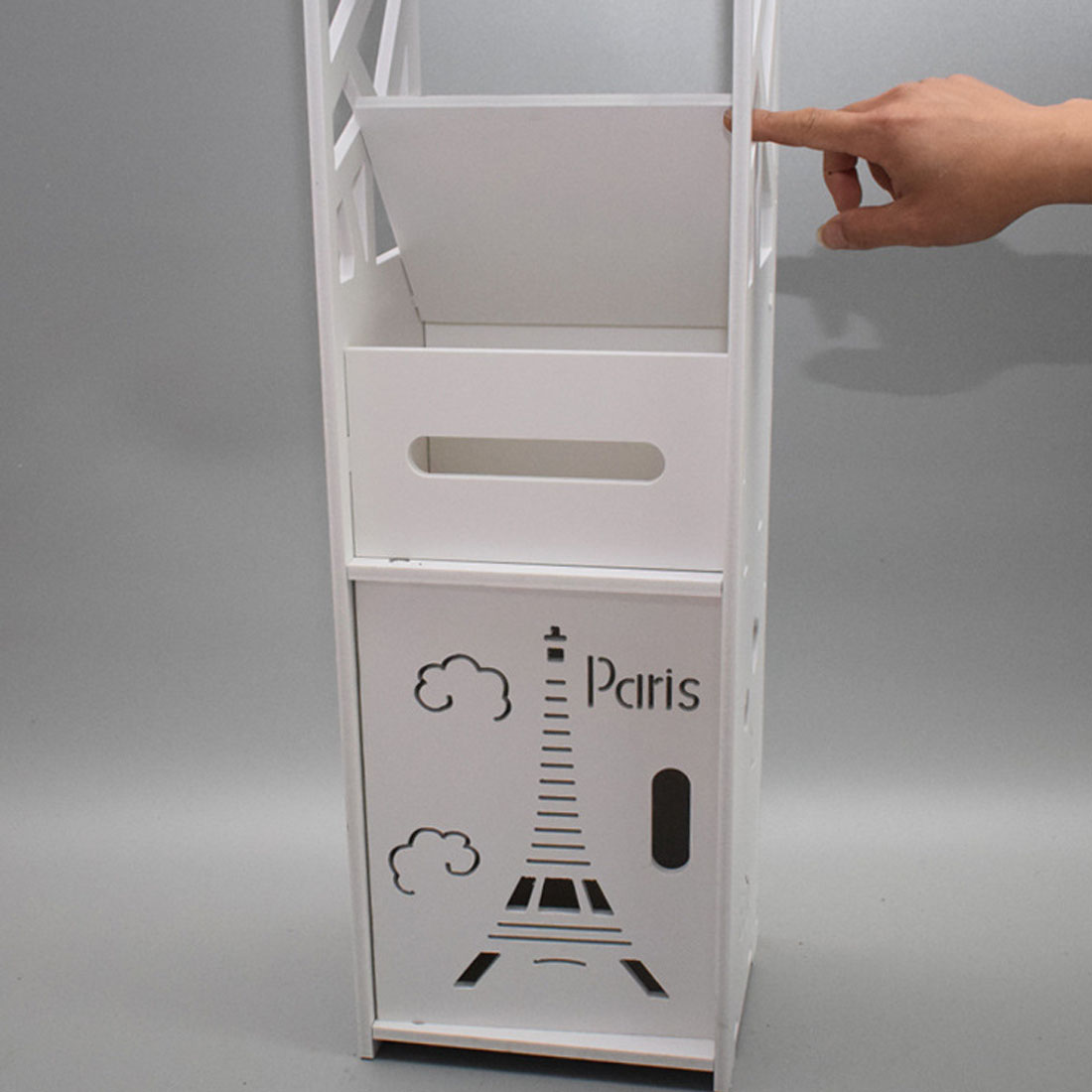 Bathroom Storage Waterproof Cabinet With Paper Drawer Tall White Toilet Storage