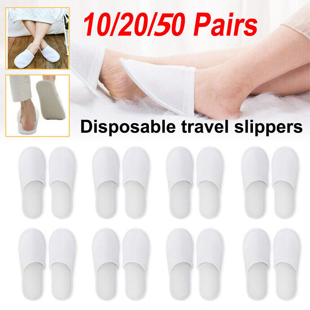 20 Pairs Spa Hotel Guest Slippers Toe Towelling Disposable Terry Style Lot