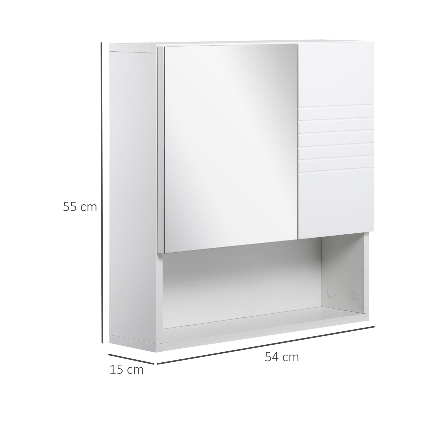 Kleankin Bathroom Mirror Cabinet Wall-Mounted Storage WDouble Door Adjustable Shelf - White
