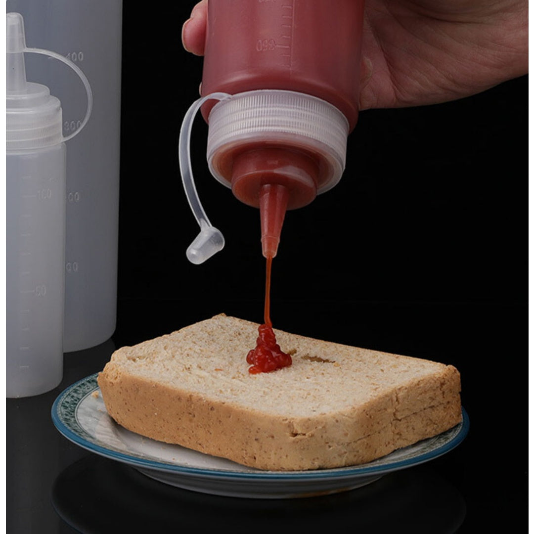 8 Pack Plastic Squeeze Sauce Bottles Kitchen Condiment Dispenser 500ml