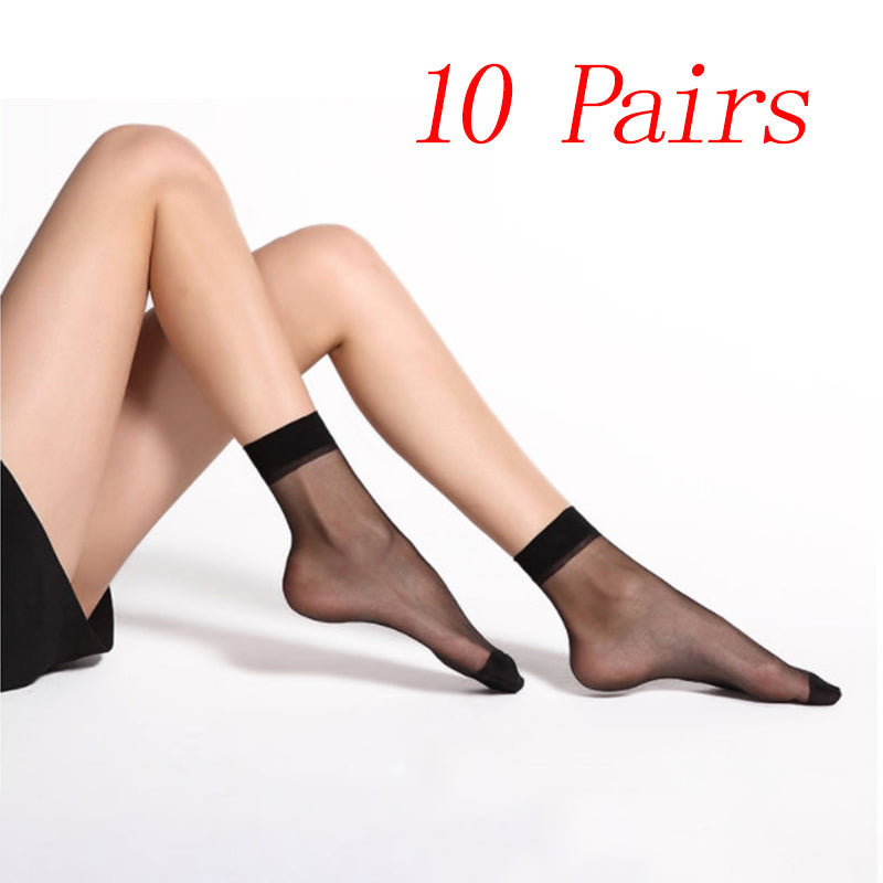 10 Pairs Ladies Ankle High Tights Socks Comfort Top Silky Smooth
