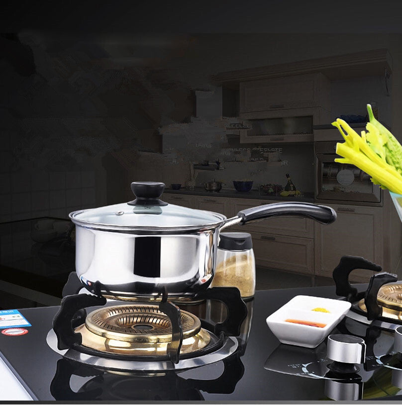 Set Of 3 Induction Non Stick Stainless Steel Cookware Kitchen Glass Lids Pot Pan
