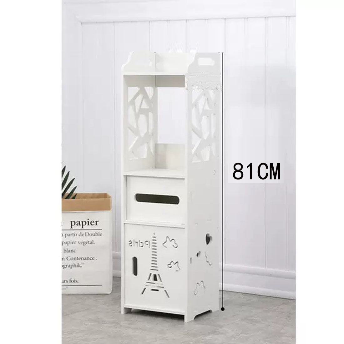 Bathroom Storage Waterproof Cabinet With Paper Drawer Tall White Toilet Storage