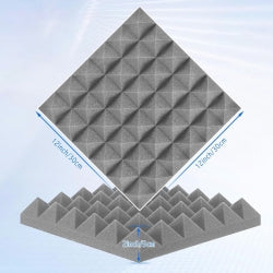 12Pcs Acoustic Foam Panels Tiles Soundproofing Insulation Foam Wall Tiles Grey