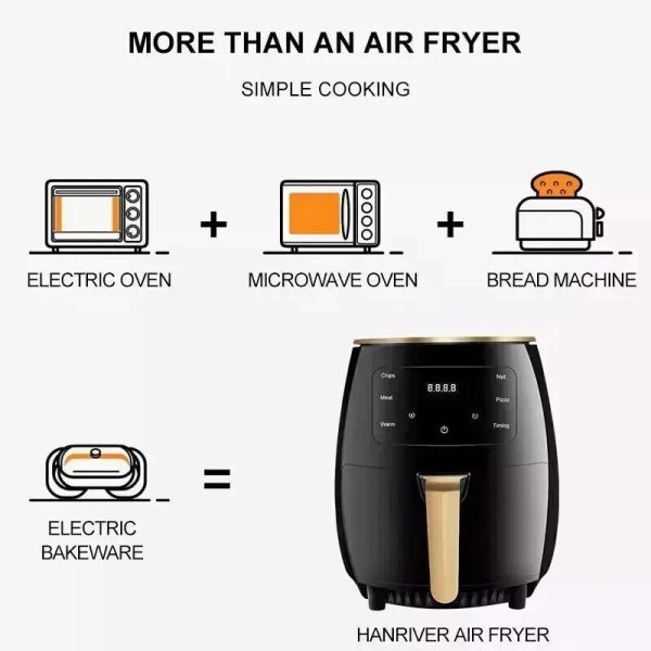 6L Air Fryer Large Capacity Digital Touch Screen Mulitifunction Oil Free Cooking