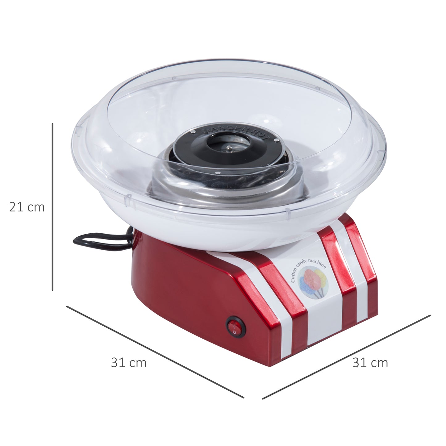 Cotton Candy Machine For Children And Adults, 550W Retro Candy Maker, Suitable For Sugar Or Candy, Includes 10 Cotton Candy Sticks, Non-slip Base, Red And White