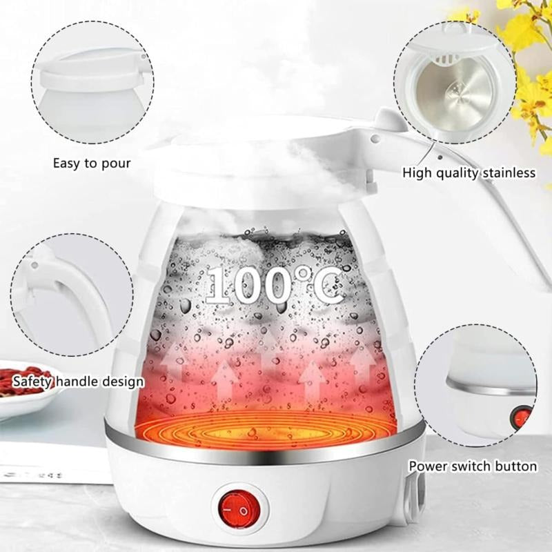 600ML Collapsible Travel Electric Water Kettle Folding Camping Caravan Silicone