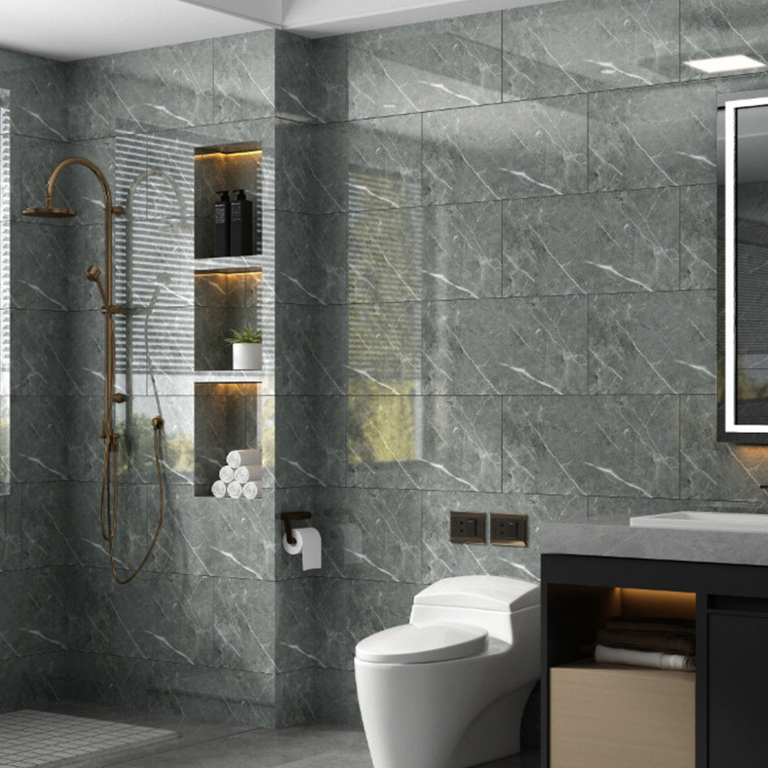 UK NEW 12x Self-Adhesive Marble Tiles Wall Sticker Stick On Kitchen Bathroom Home Decor--Marble Grey