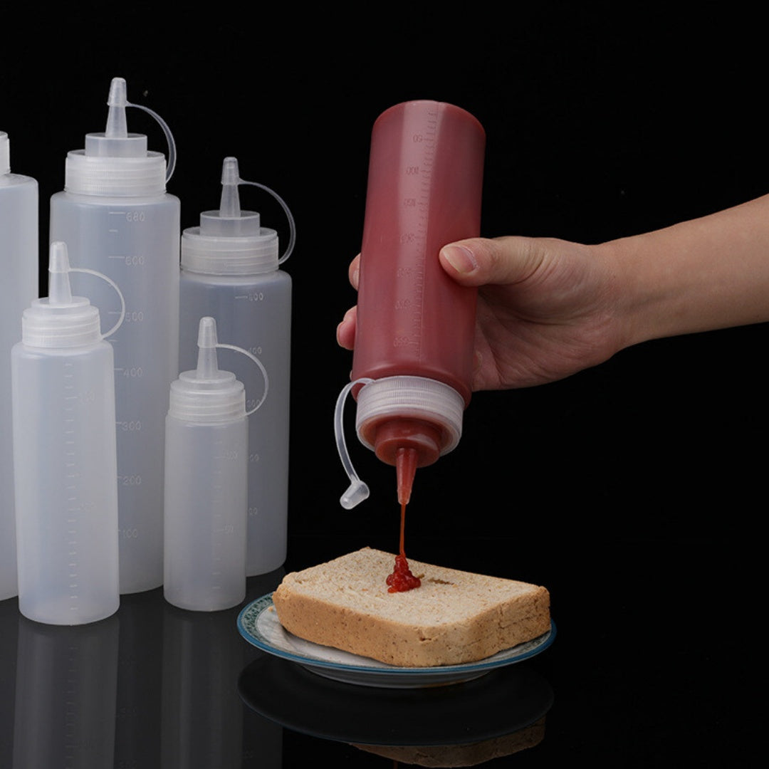8 Pack Plastic Squeeze Sauce Bottles Kitchen Condiment Dispenser 500ml