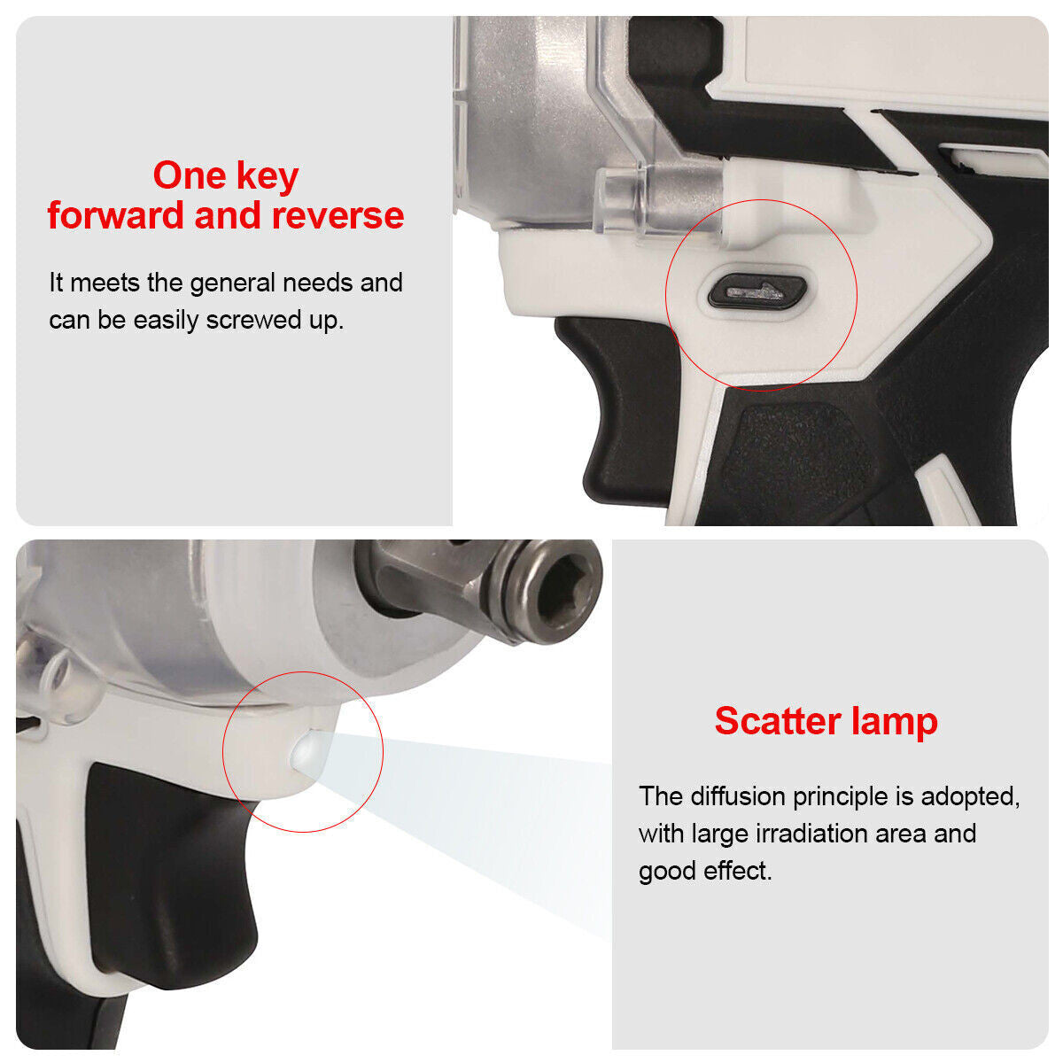 10 00Nm 1-2in  Cordless Electric Impact Wrench Drill Gun Ratchet Driver   Battery