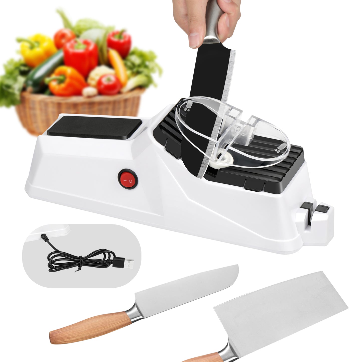 Professional Electric Knife Sharpener With USB, 4-in-1 Sharpening System, Fast Sharpening And Polishing, With Protective Cover, Suitable For Alloy Knives, Carbide Knives
