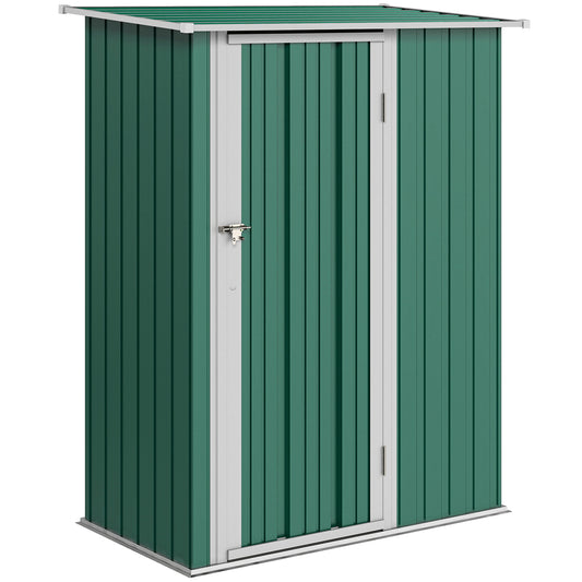 5ft X 3ft Garden Storage Shed, Outdoor Metal Shed With Sloped Roof, Lockable Door For Tools, Equipment, Green