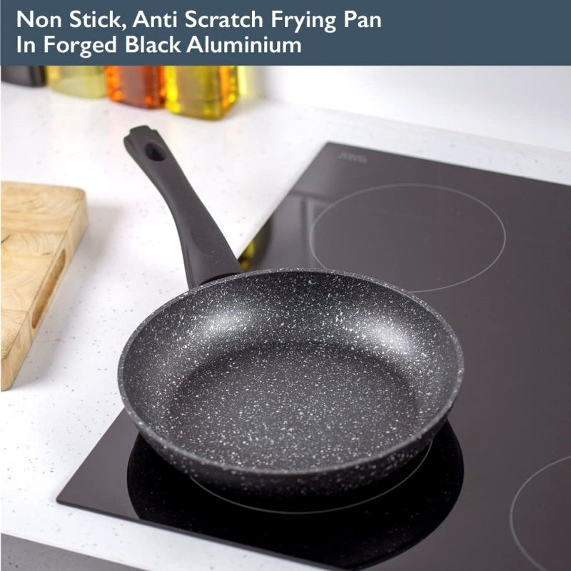24CM Cook Non-stick Black Frying Pan Granite Marble Coated Pan Electric Induction