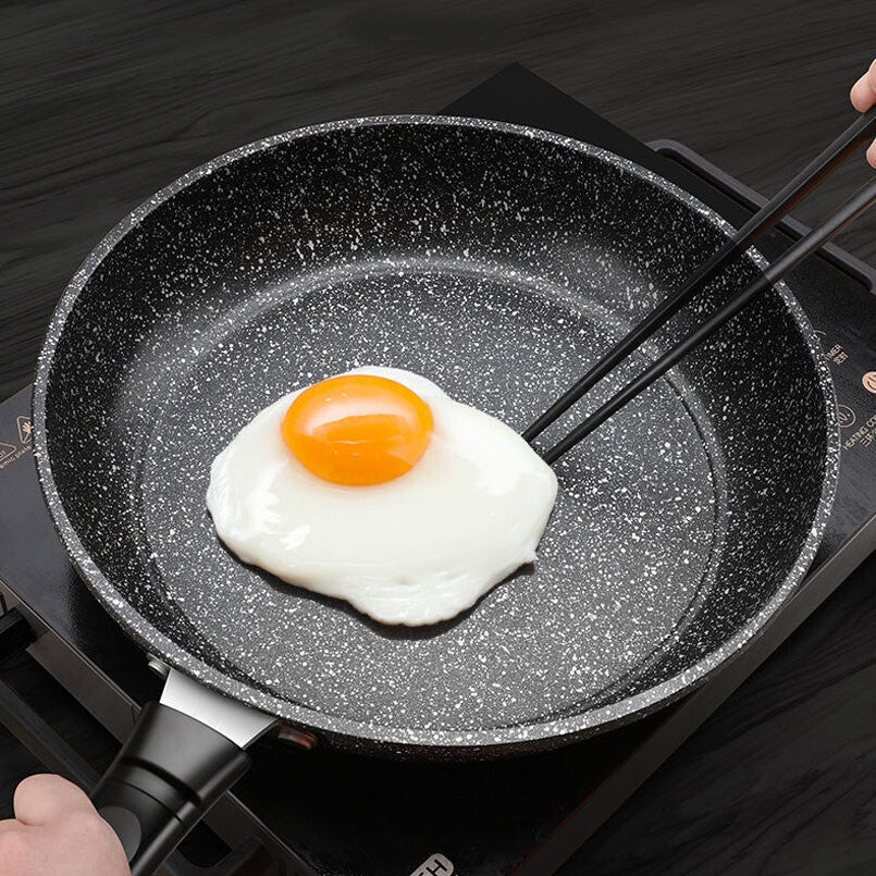 24CM Cook Non-stick Black Frying Pan Granite Marble Coated Pan Electric Induction