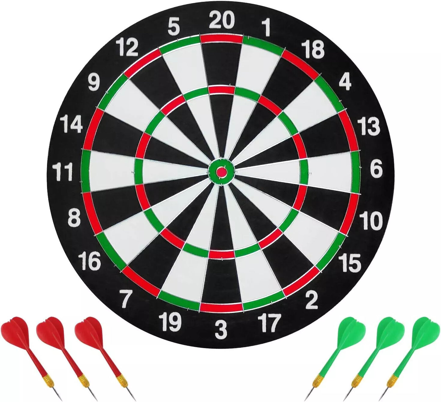 FULL SIZE 17 DARTBOARD SET 6 DARTS FAMILY DART GAME BOARD ADULTS KIDS XMAS