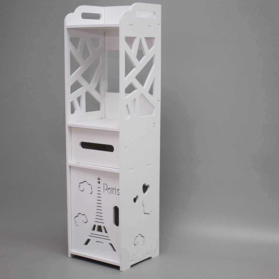 Bathroom Storage Waterproof Cabinet With Paper Drawer Tall White Toilet Storage