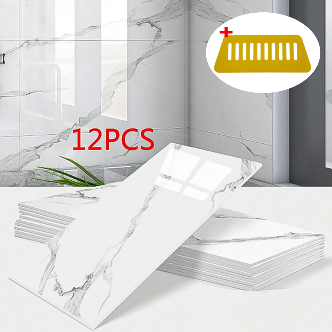12 Pcs  Ceramic Tile Wall Stickers Stick On Kitchen Bathroom Home Decor