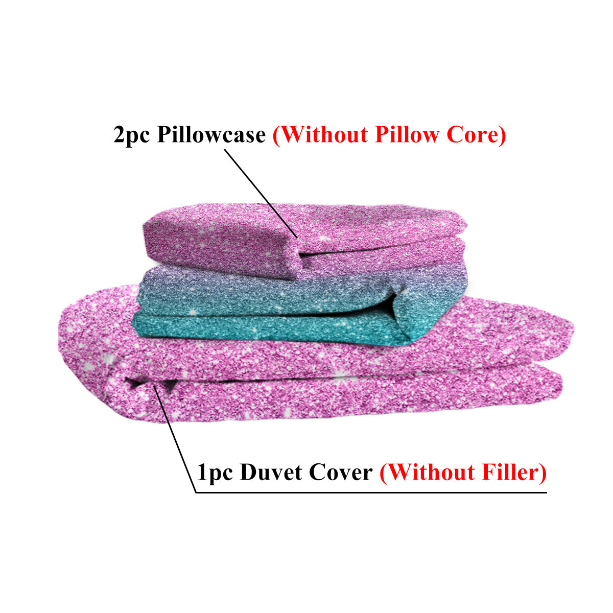 Girly Duvet Cover Rainbow Glitter Ombre Bedding Sets 3 Pcs Chic  Purple Blue Green Pastel Bed Spreads Sparkle Quilt Cover Set With 2 Pillow Shams