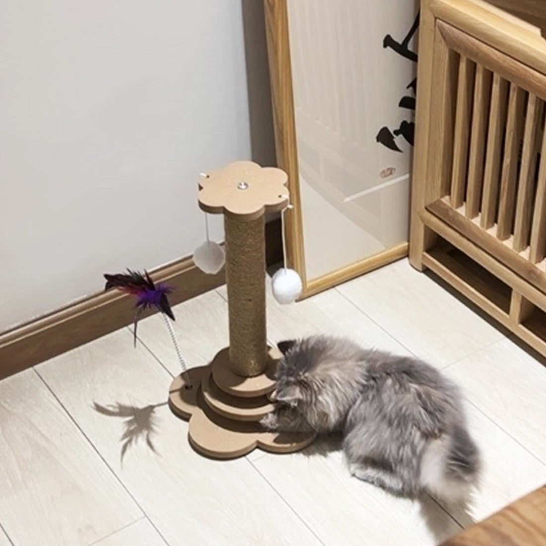 NEW Large Cat Tree Scratching Post Pet Climbing Tower 46X24CM With Column Turntable