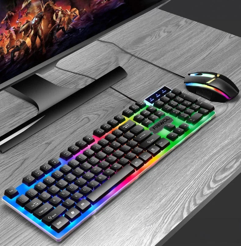UK Gaming Keyboard And Mouse Set RGB LED USB For PC Laptop Xbox One PS4 PS