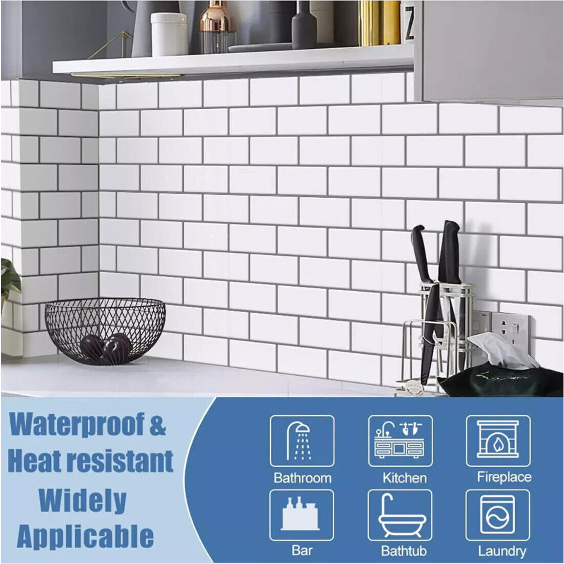 NEW 20 Marble Tiles Sticker Self-Adhesive Stick Kitchen Home Wall Bathroom Decor UK
