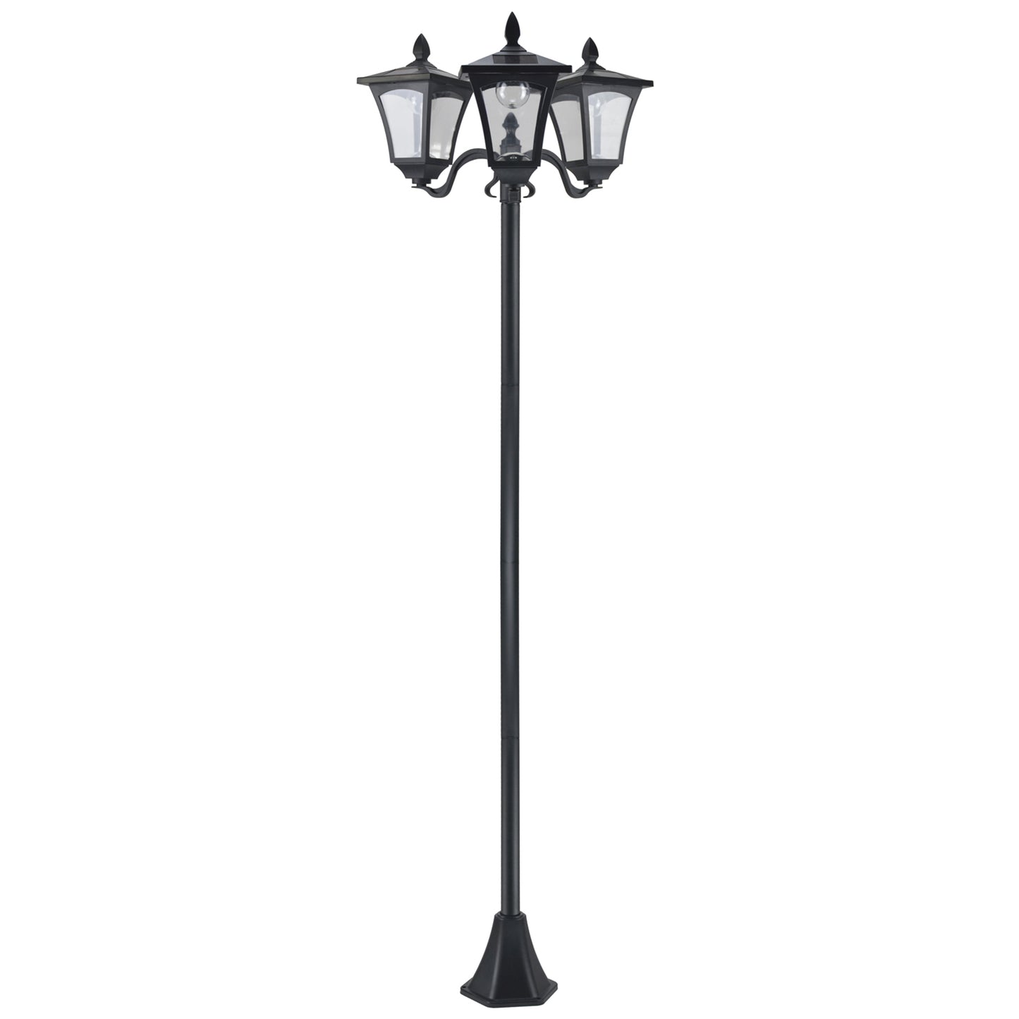 1.8m Traditional Victorian Style 3 Way Head Outdoor Garden Solar Post Lamp Sensor Dimmable LED Lantern Bollard Pathway IP44