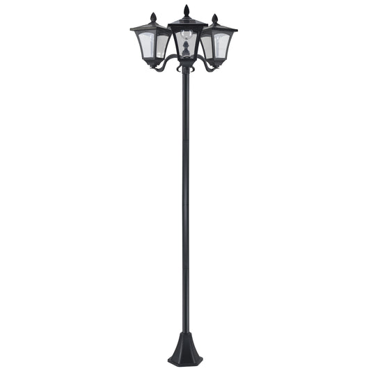 1.8m Traditional Victorian Style 3 Way Head Outdoor Garden Solar Post Lamp Sensor Dimmable LED Lantern Bollard Pathway IP44