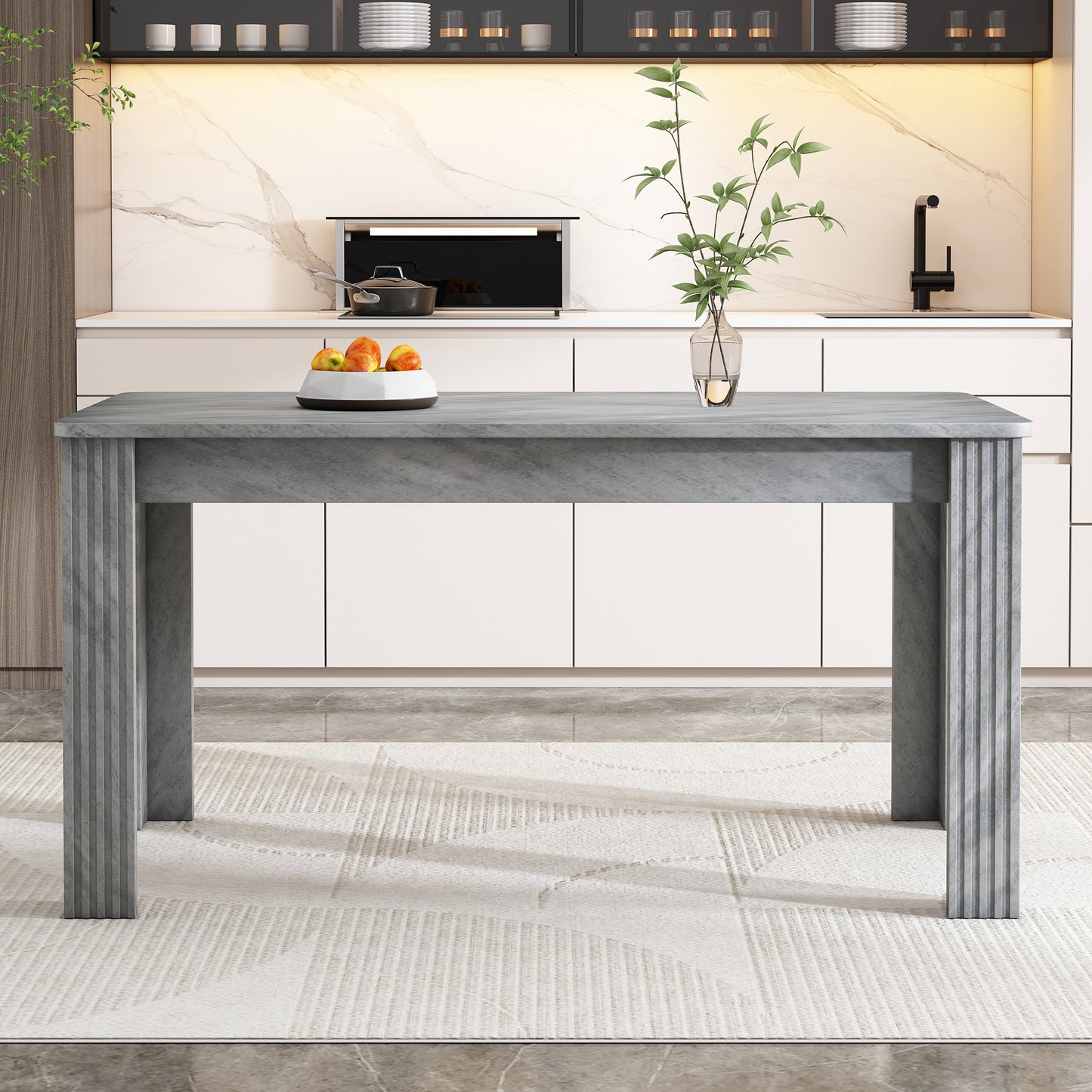4 Seater Dining Room Table, MDF Wood Rectangle Modern Kitchen Dining,Room Furniture Unit, Small Kitchen Table,Coffee Table,Small Table For Home & Cafe, Grey